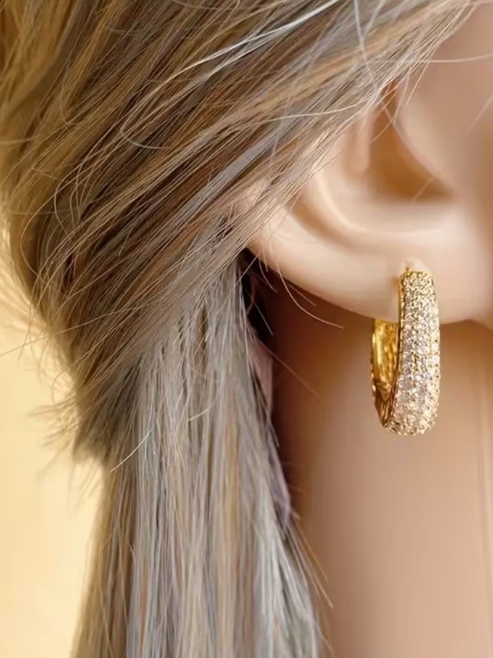 Sparkling Gold Pavé Hoop Earrings